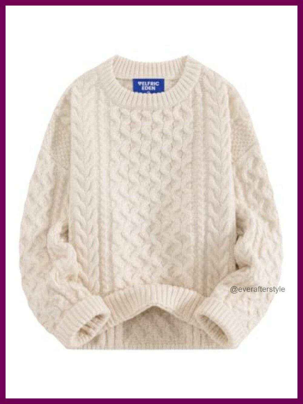 Oversized Chunky Cable Knit Crew Neck Sweater for Women